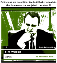 Tim Wilson has been informed about finance sector crimes